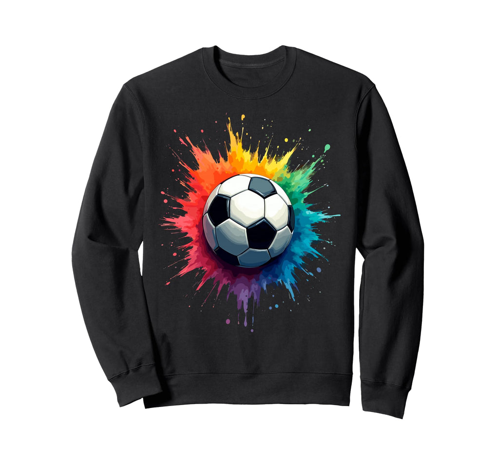 Colorful Splash Art Soccer Football Sweatshirt - Unique Graphic for Adults