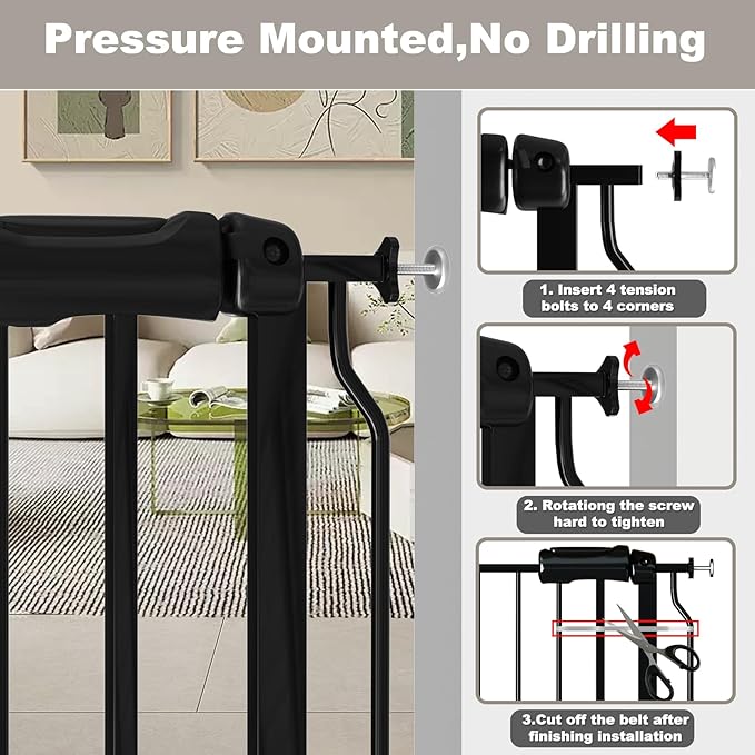 Fairy Baby Safety Gate 4.72 inch Extension for Walk Through Baby Gate Auto Close Child Safety Gates Extension Black