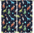Cartoon Dinosaur Curtains for Kids Boys Girls Home Decor, Astronaut Rocket Funny Outer Space Blackout Rod Pocket Window Drapes for Bedroom Living Room W31.5xL63in 2 Panels