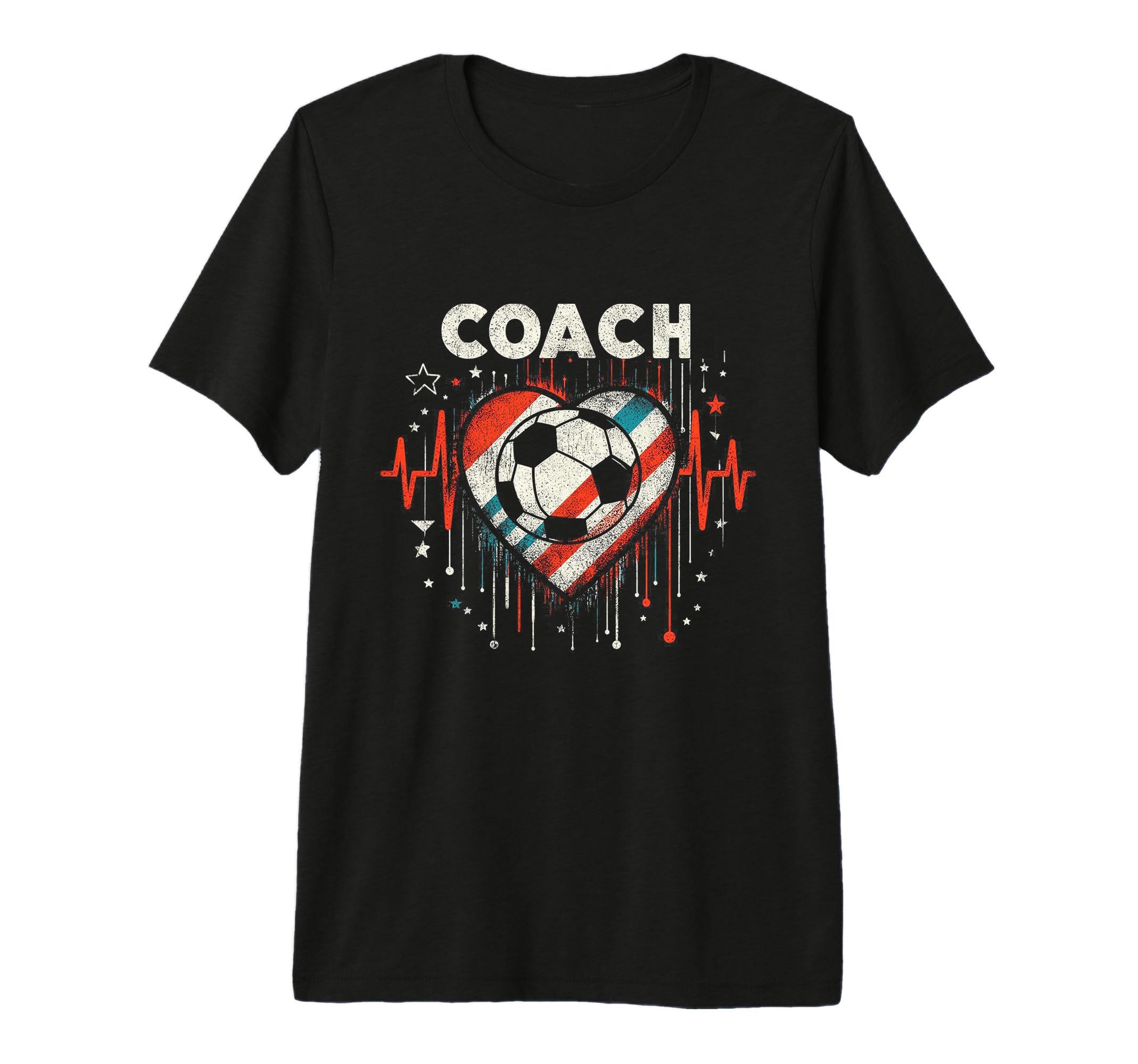 Soccer Coach Training Heart Beat Football T-Shirt - Graphic Print Unisex