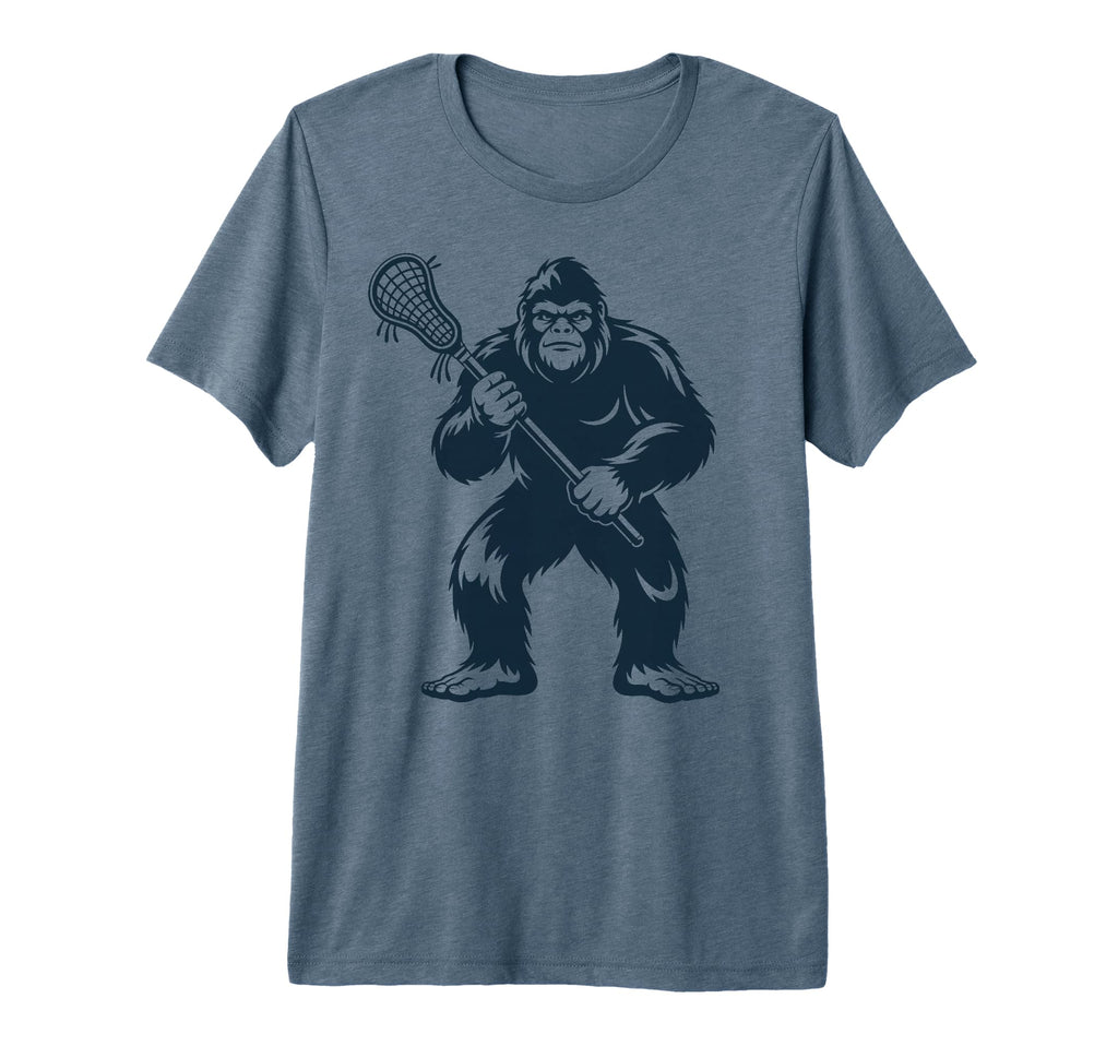 Lacrosse Bigfoot Lax Sasquatch Tri Blend T-Shirt - Unique Graphic Unisex