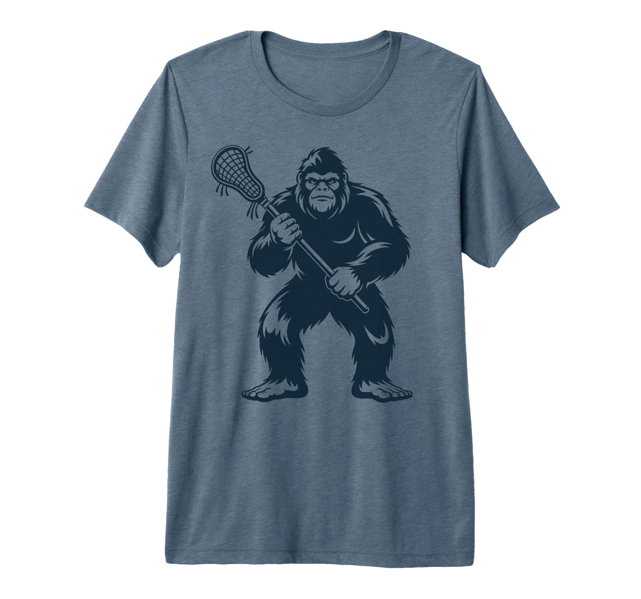 Lacrosse Bigfoot Lax Sasquatch Tri Blend T-Shirt - Unique Graphic Unisex