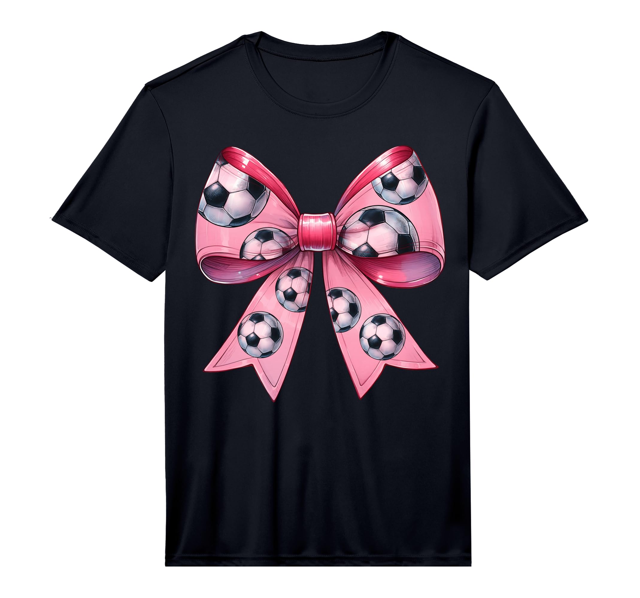 Coquette Bow Soccer Ball Pattern T-Shirt - Aesthetic Graphic Unisex