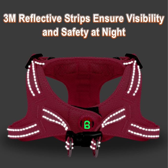 Dog Harness Step in Dog Vest Harness, Reflective Adjustable Puppy No Pull Harness Breathable Soft for Small and Medium Dogs Cats, Pink, XXS