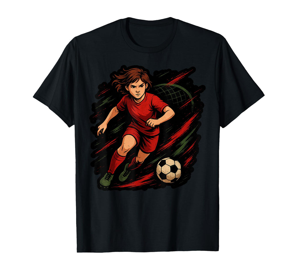 Soccer Player Kicking Ball T-Shirt - Casual Everyday Wear for Adults