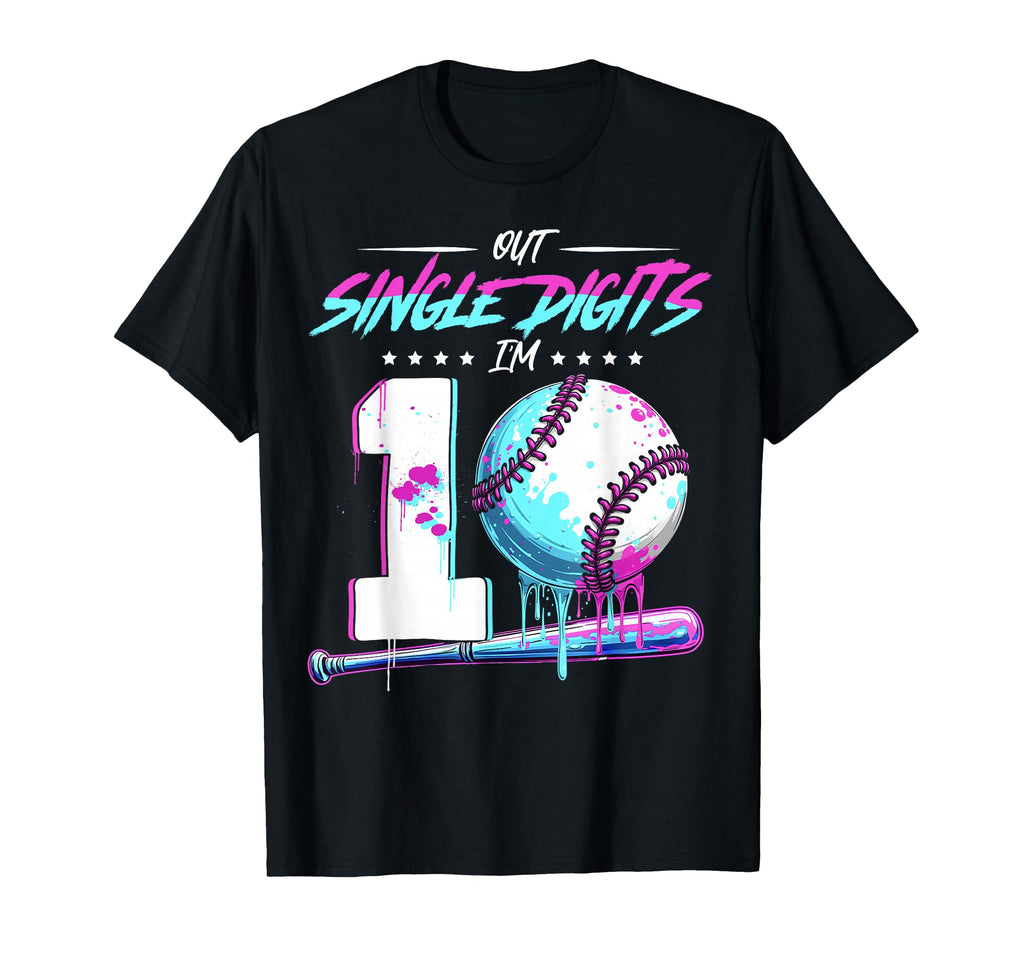 Baseball 10 Years Old Birthday Double T-Shirt - Novelty Apparel Men Women