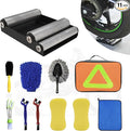 Motorcycle Wheel Cleaning Stand with Cleaning Brush Kit,Universal Roller Paddock for Dirt Street Bike Ebike for Tire Cleaning & Chain Lubrication(Bikes<500 lb & Tire Width<180 mm) (11PCS)