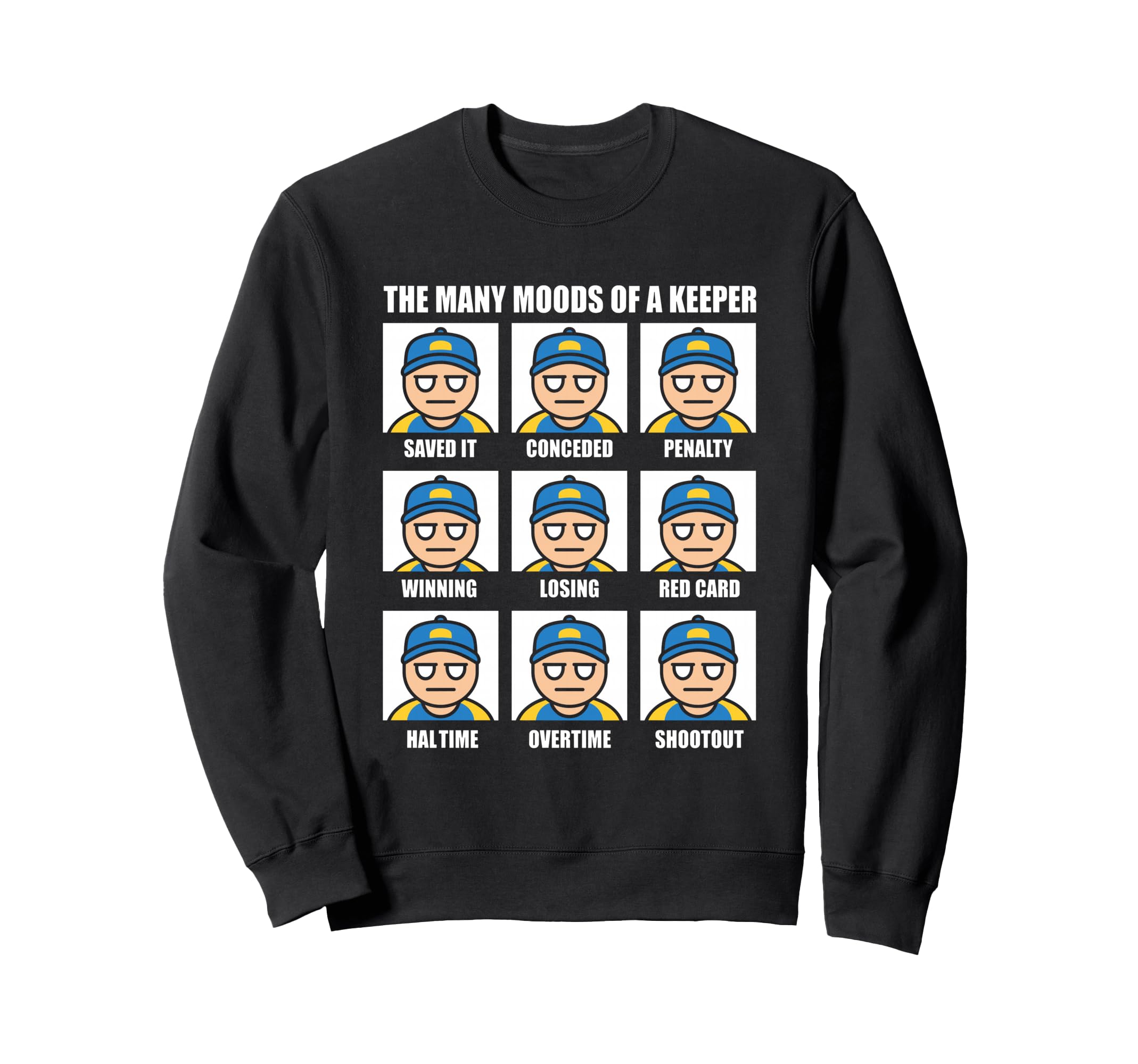 Many Moods Goalkeeper Soccer Sweatshirt - Custom Art Print for Adults