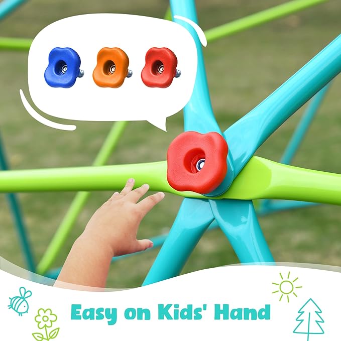 Hapfan 10 ft Climbing Dome Swing Set with Saucer Swing, Jungle Gym for Kids Outdoor Backyard, Supports 800lbs, Easy Asssembly, Rust-Resistant Outdoor Playset for Ages 3-8 8-12