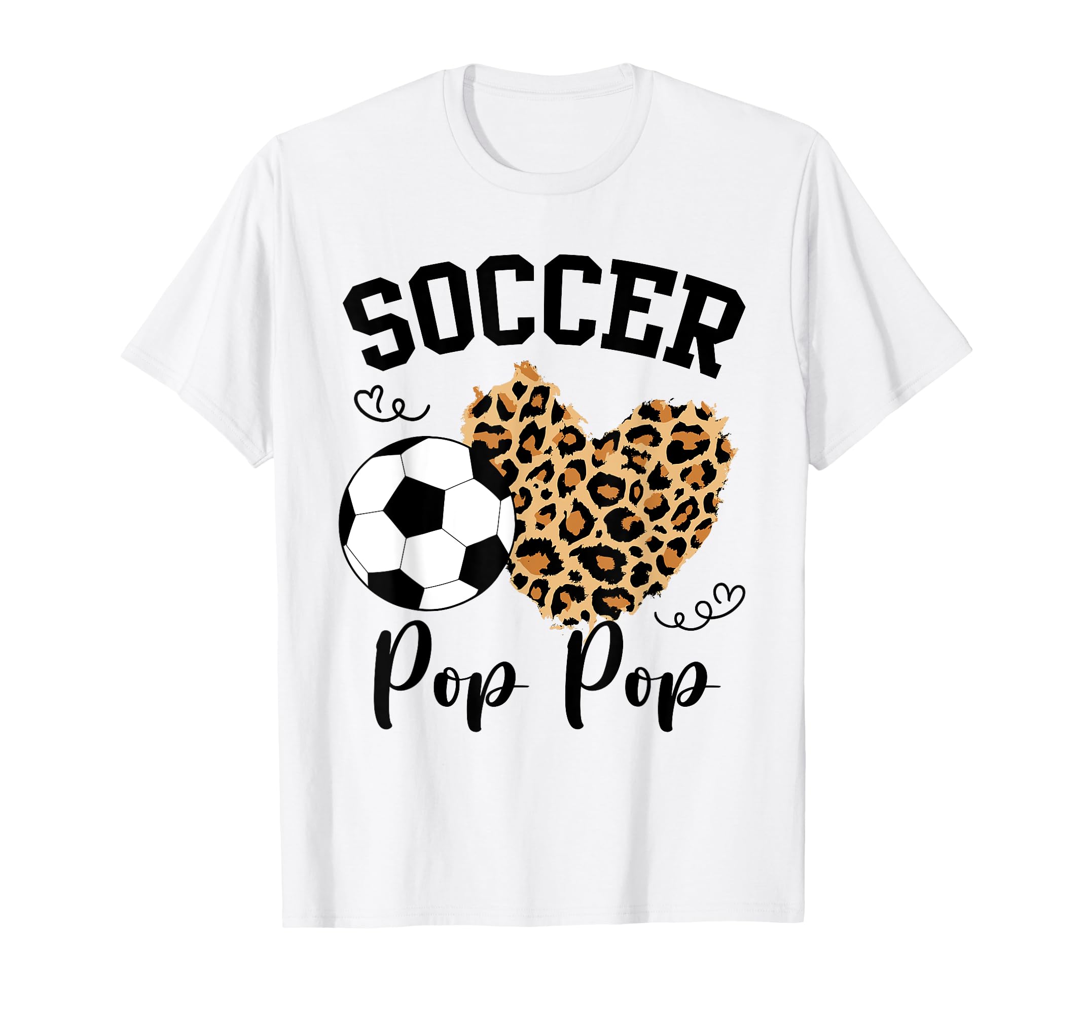 Soccer Pop Pop Heart Leopard Pop Pop T-Shirt - Casual Everyday Wear Unisex