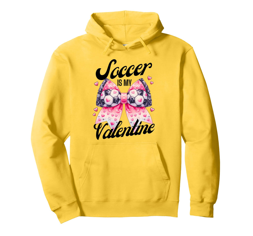 Soccer Is My Valentine Coquette Bow Hoodie - Graphic Print for Adults