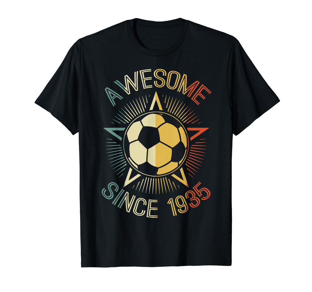 Awesome Since 1935 Soccer Birthday Team Bday T-Shirt - Graphic Print Unisex