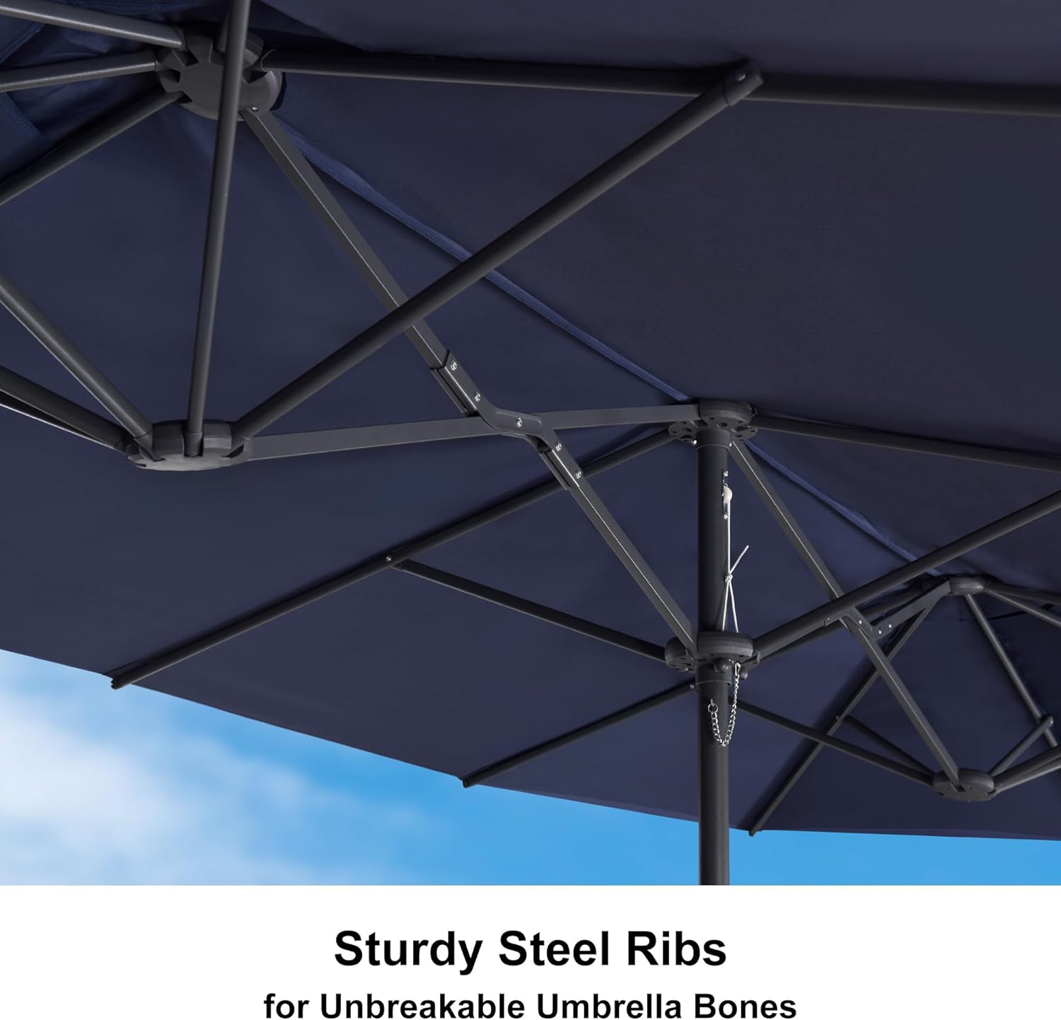 PURPLE LEAF 15ft Patio Market Umbrella with Base Included Double-Sided Rectangle Outdoor Umbrella Table Umbrella with Crank for Pool Garden Deck, Navy blue