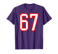 White Red Sports Team Number 67 T-Shirt - Streetwear Style for Adults