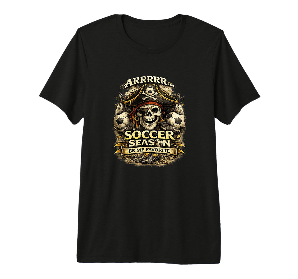 Funny Soccer Season Themed Pirate Tri T-Shirt - Fun Novelty Design Unisex