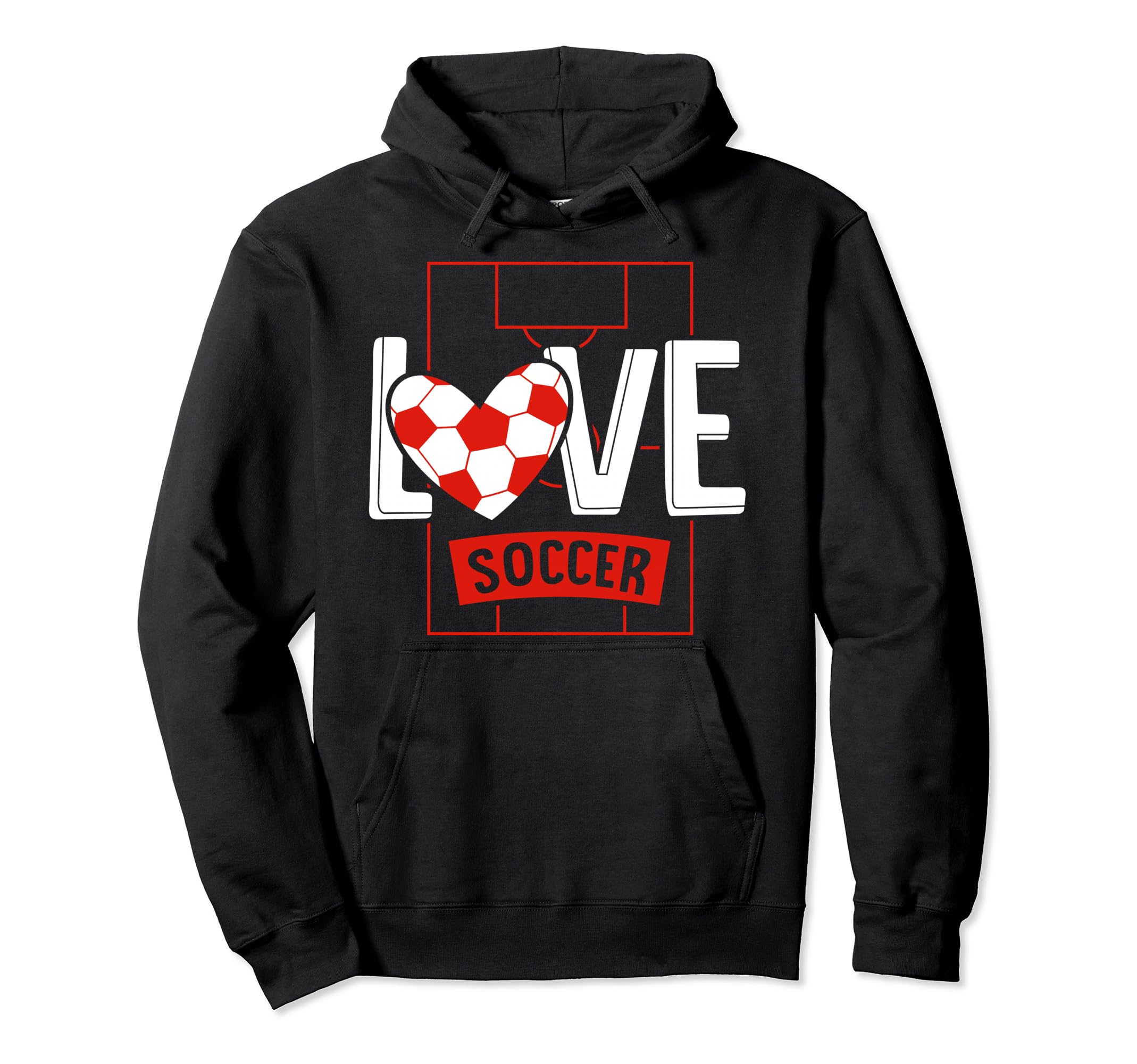 Love Soccer Funny Hearty Soccer Field Hoodie - Aesthetic Graphic Men Women
