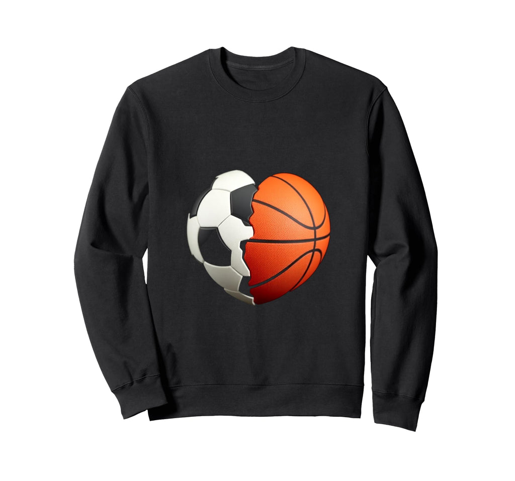 Split Heart Soccer Basketball Sweatshirt - Custom Art Print Unisex