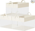 SONGMICS ClosetOrganizers Set of 3, Medium Fabric Storage Baskets, Foldable Organizer with Transparent Nylon Mesh, 15.7 x 11.8 x 9.8 Inches, Handles, for Bedroom, Living Room, Cream White URFB940W01