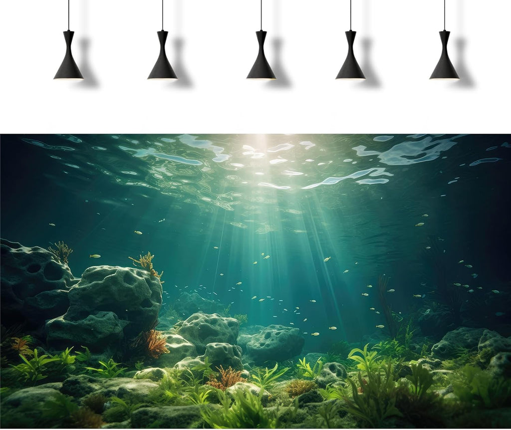 Under The Sea Aquarium Background Deep Sea Aquatic Plants Fish Tank Background Underwater Rock Sunray Terrarium Backgrounds Tropical Fish Deep Ocean Floor Fish Tank Backgrounds 30x12in