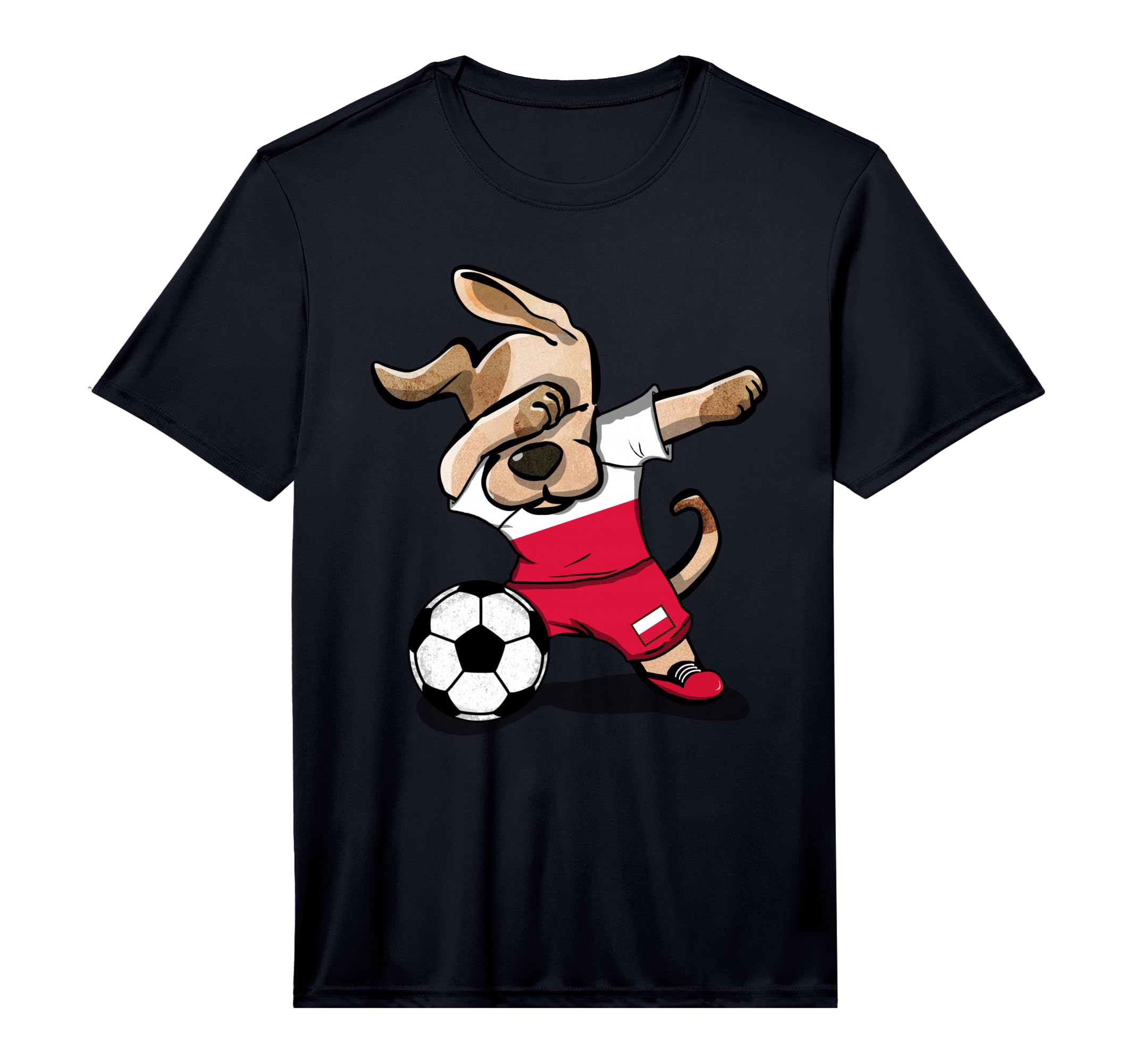 Dabbing Dog Poland Soccer Fans T-Shirt - Casual Everyday Wear Unisex
