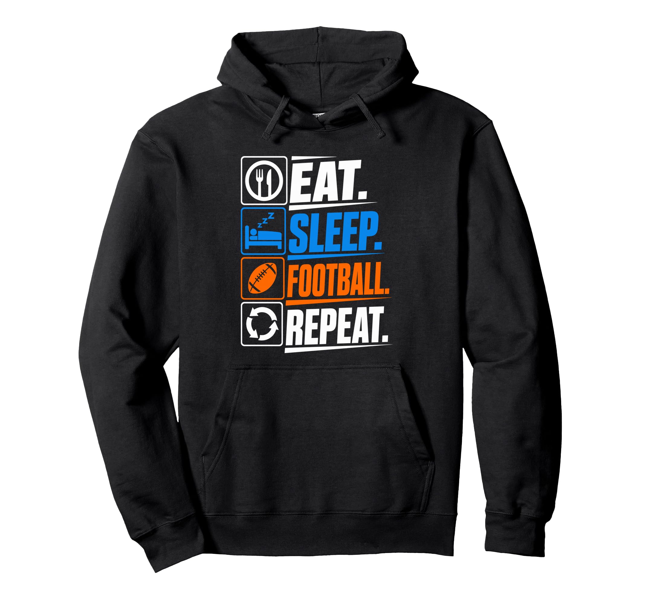 Eat Sleep Football Repeat Funny Sports Hoodie - Minimalist Print Unisex