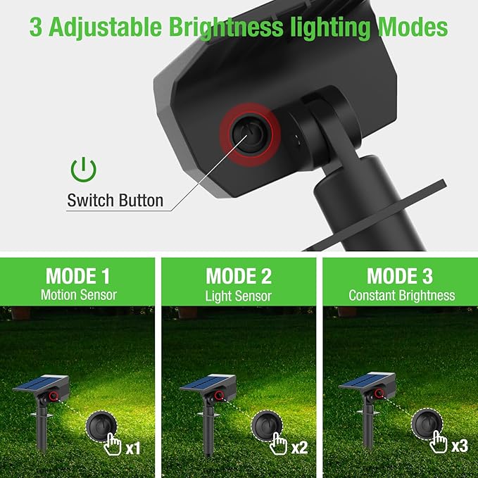 nipify Solar Spot Lights Outdoor Motion Sensor with 3 Modes, Solar Spotlights Outdoor Waterproof 2-in-1 Auto On/Off Solar Landscape Lighting for Outside Yard Wall Garden Pathway, Cool White, TBD-33