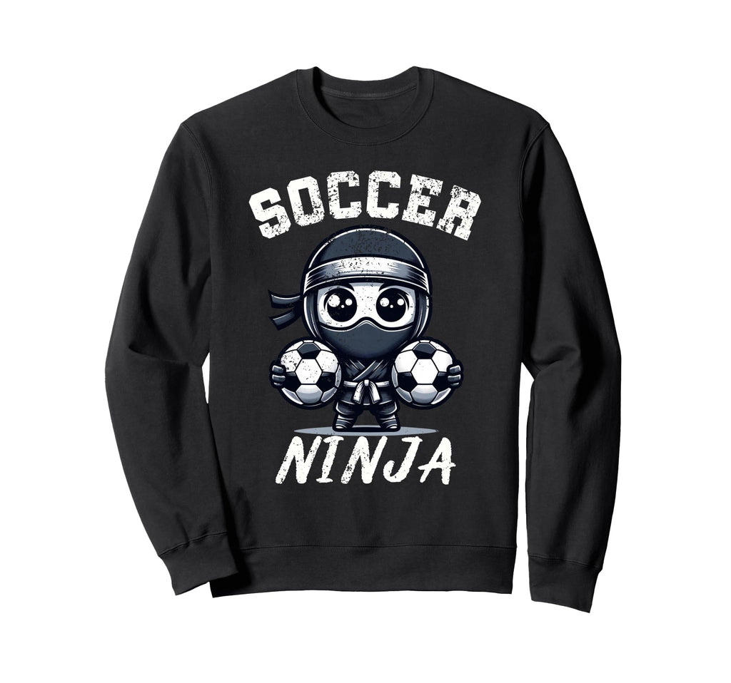Funny Soccer Ninja Distressed Sweatshirt - Unique Graphic for Adults