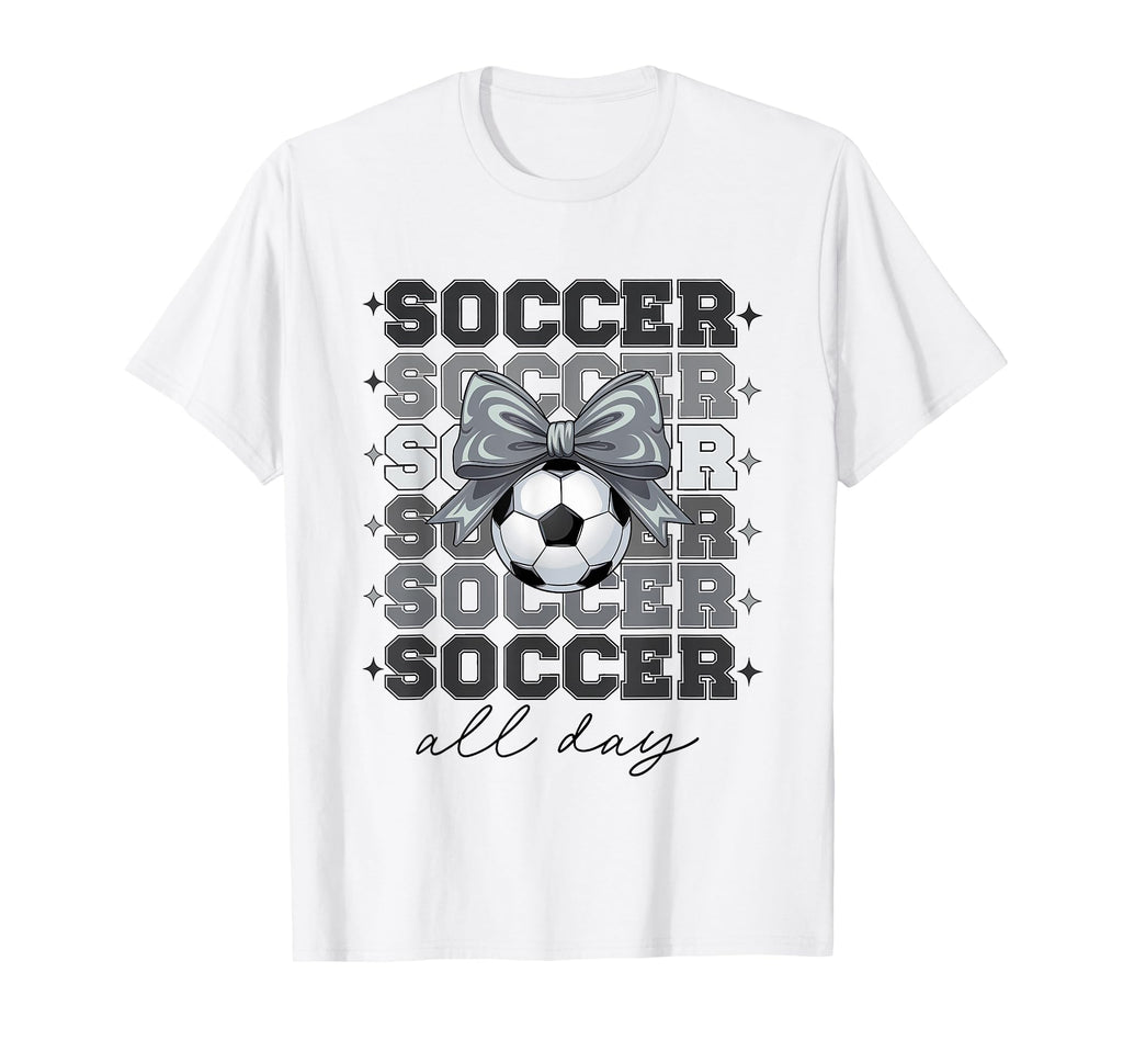 Groovy Soccer Coquette Bow Soccer T-Shirt - Custom Art Print for Adults