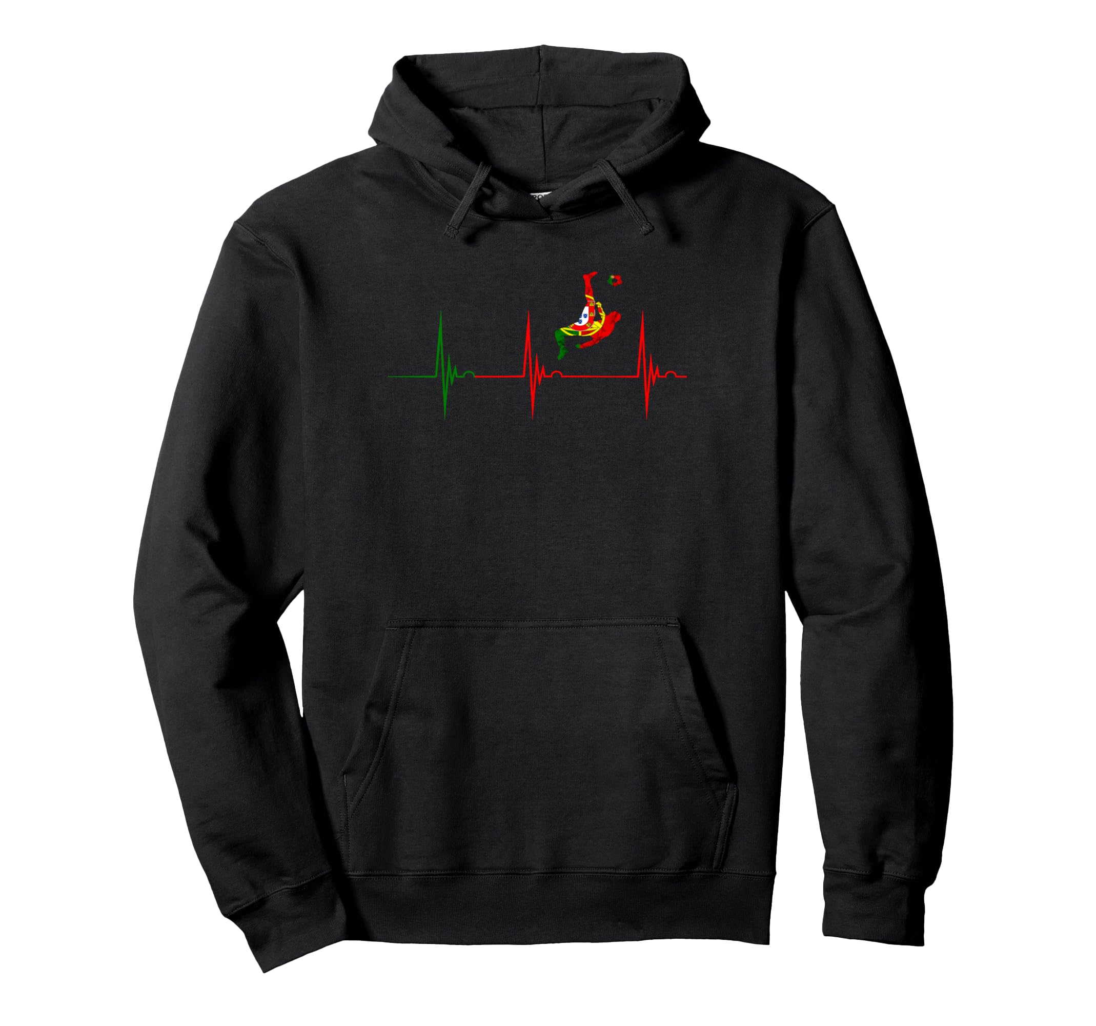 Heartbeat Ekg Pulse Portuguese Soccer Hoodie - Novelty Apparel for Adults