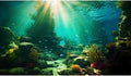 Ocean Floor Fish Tank Background Under The Sea Coral Reef Aquarium Background Tropical Fish Terrarium Backgrounds Underwater Rock Cave Sunray Fish Tank Backgrounds Decorations 30x18in