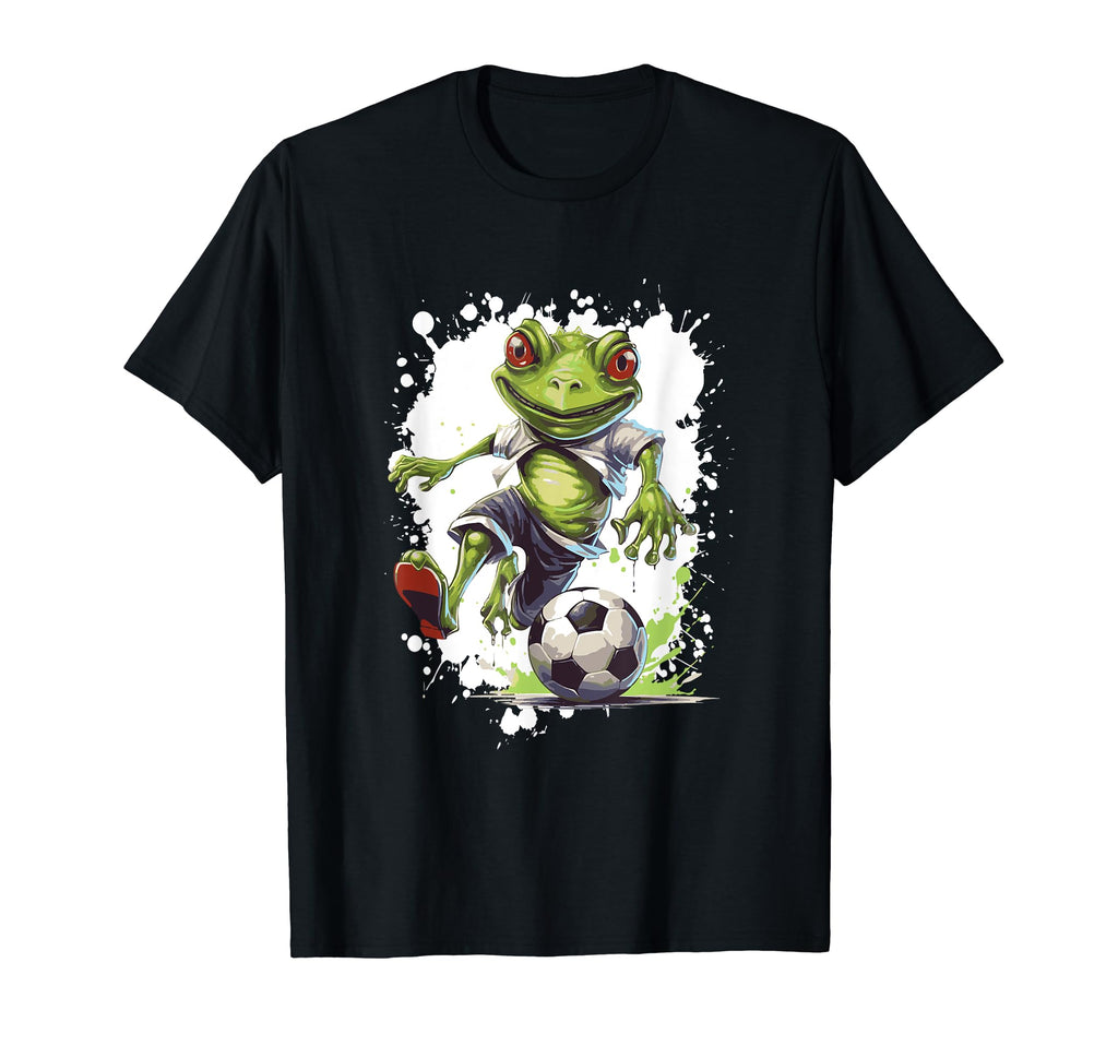 Frog Playing Soccer Funny Animal T-Shirt - Streetwear Style Men Women