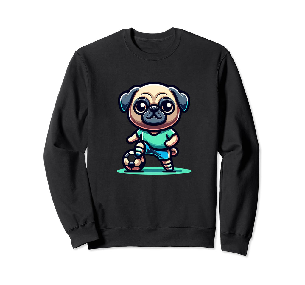 Pug Dog Soccer Player Ball Champion Sweatshirt - Unique Graphic for Adults