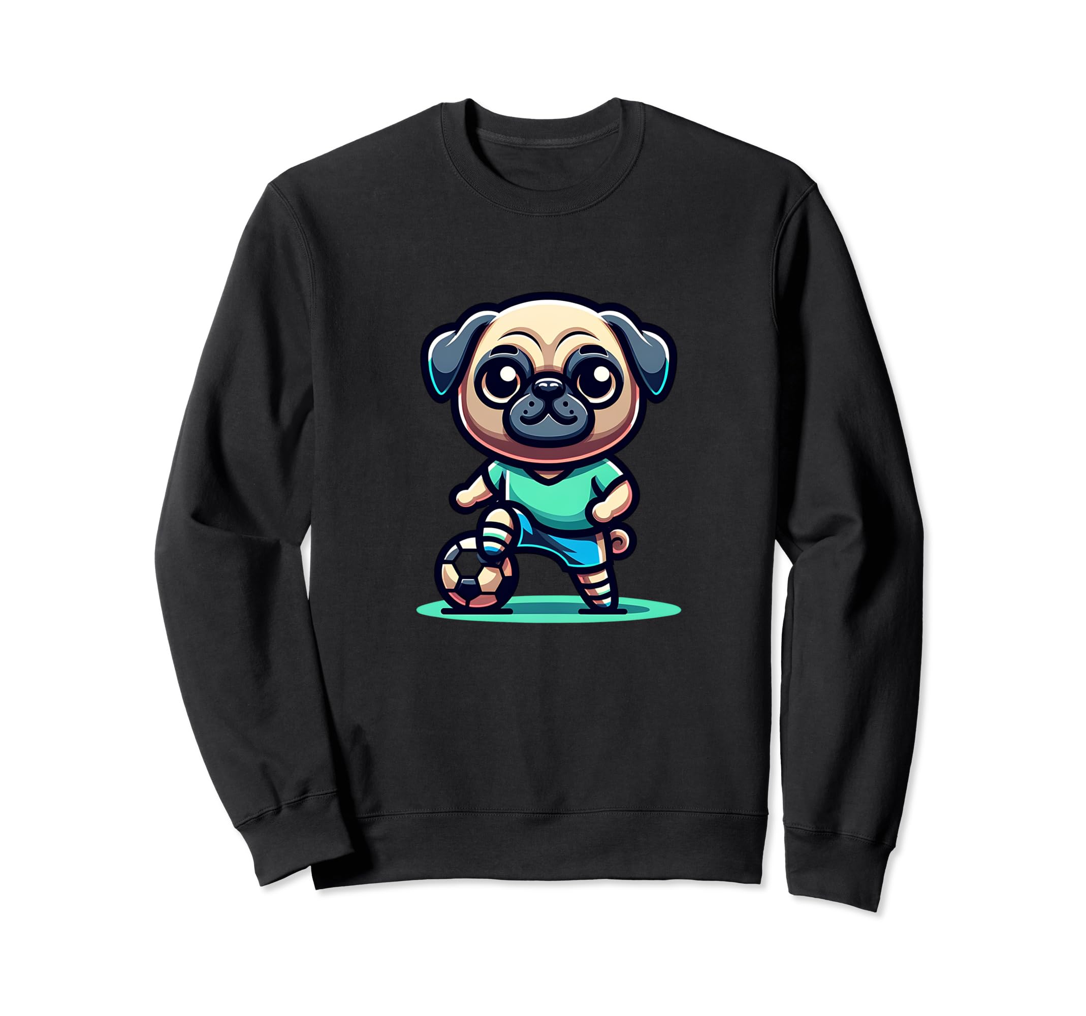 Pug Dog Soccer Player Ball Champion Sweatshirt - Streetwear Style Unisex