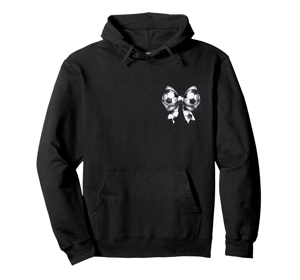 Soccer Coquette Bow Front And Back Hoodie - Novelty Apparel for Adults