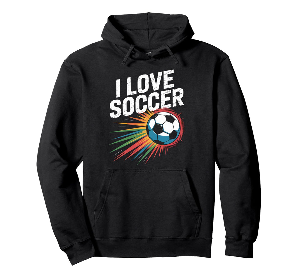 I Love Soccer Vibrant Ball Passion Hoodie - Aesthetic Graphic Men Women