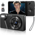 Digital Camera with Front Rear Lens, Autofocus 64MP 4K Camera for Photography with 32GB Card, Portable Compact Point and Shoot Camera for Teens Adult Beginner with Metal Shell, 2000mAh Battery