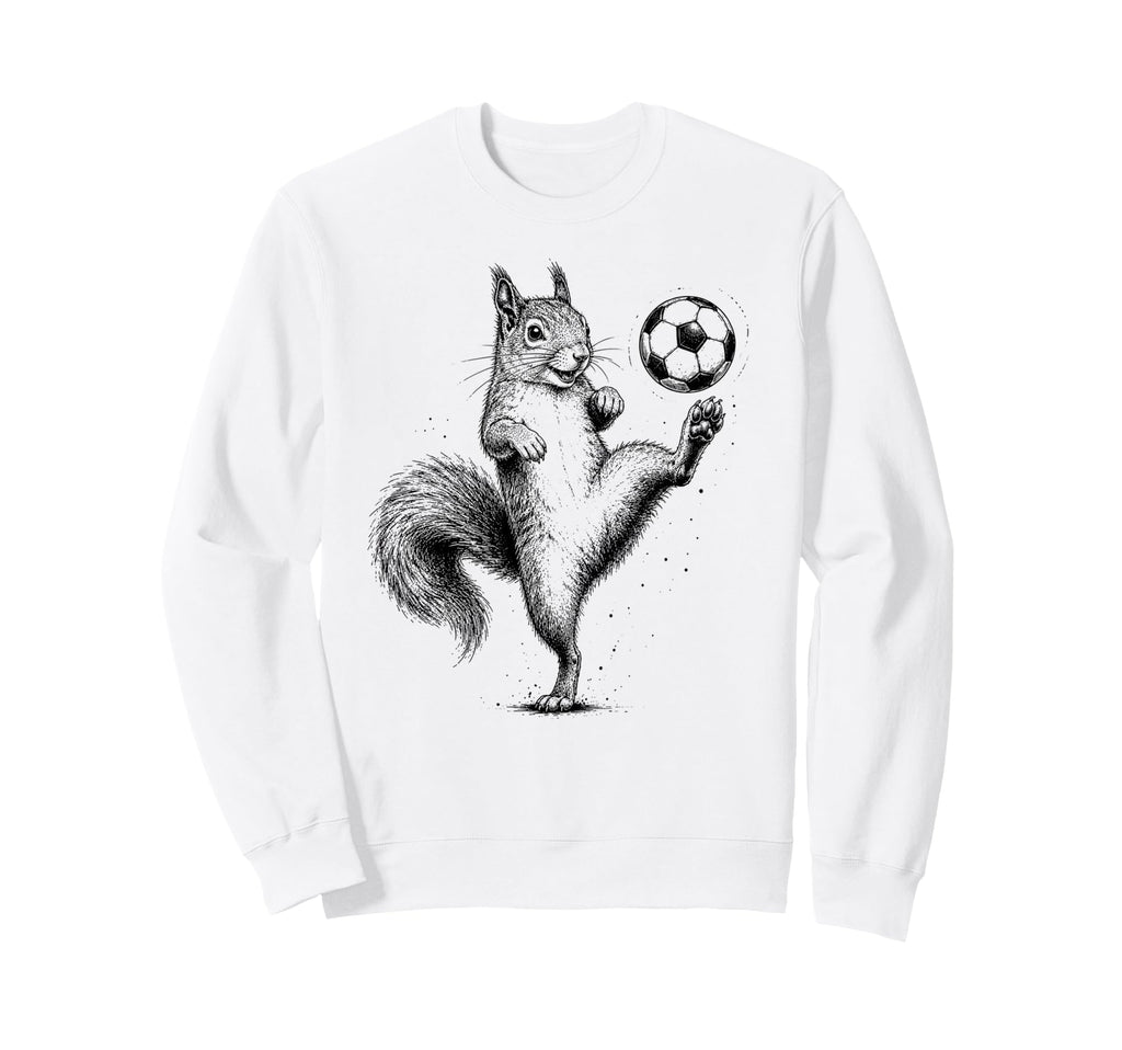 Funny Squirrel Playing Soccer Sweatshirt - Fun Novelty Design for Adults