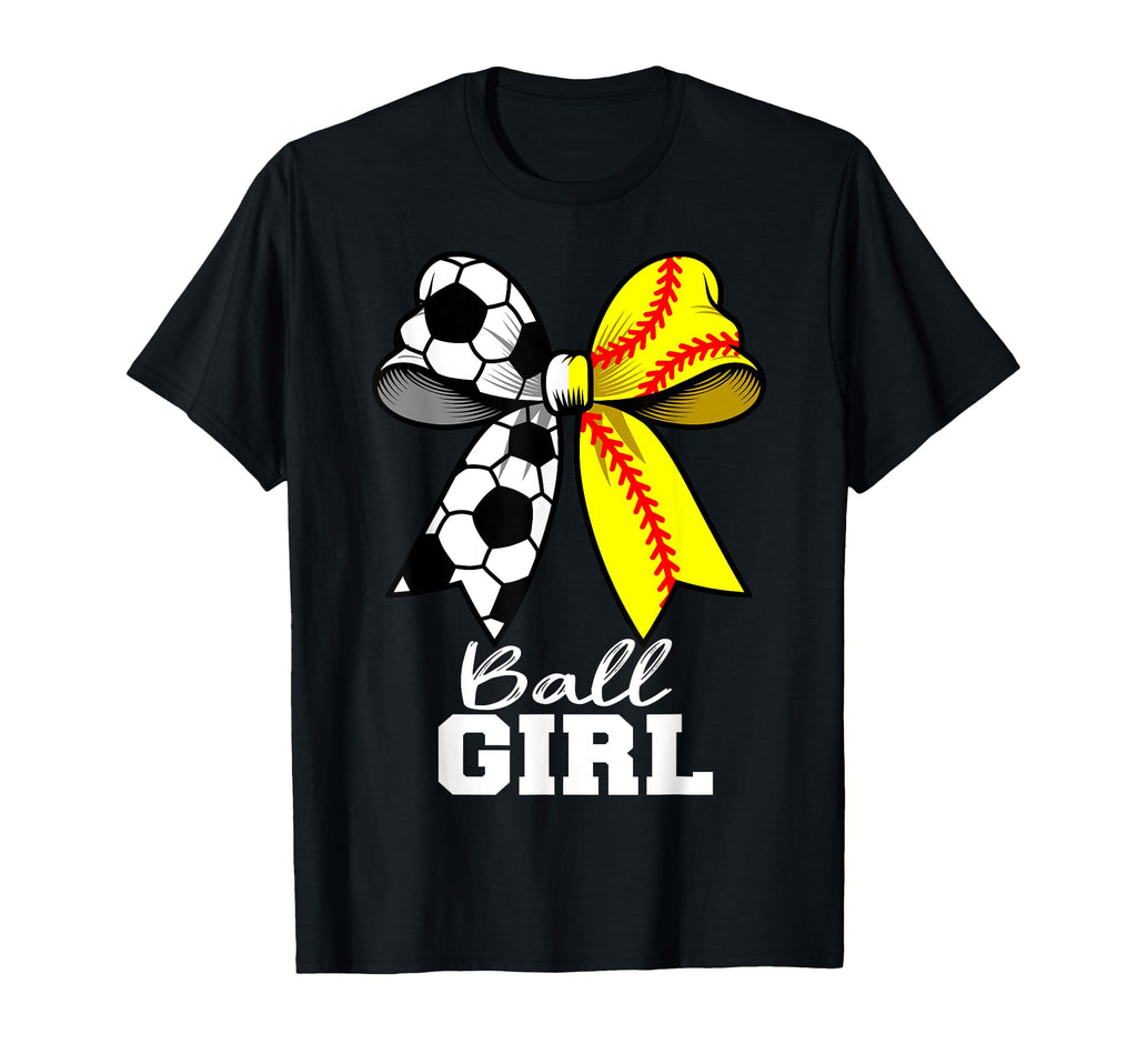 Ball Soccer Softball Coquette Bow T-Shirt - Fun Novelty Design Men Women