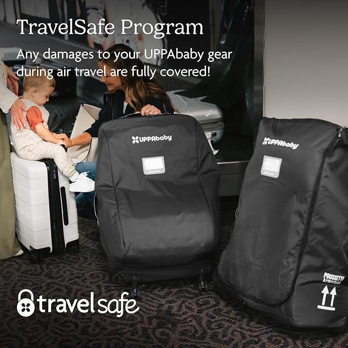 UPPAbaby Travel Bag for Vista and Cruz Strollers - Includes TravelSafe Program Coverage, Inner Wheel Bag and Storage Pocket - Smooth Wheels, Handles + Durable Design