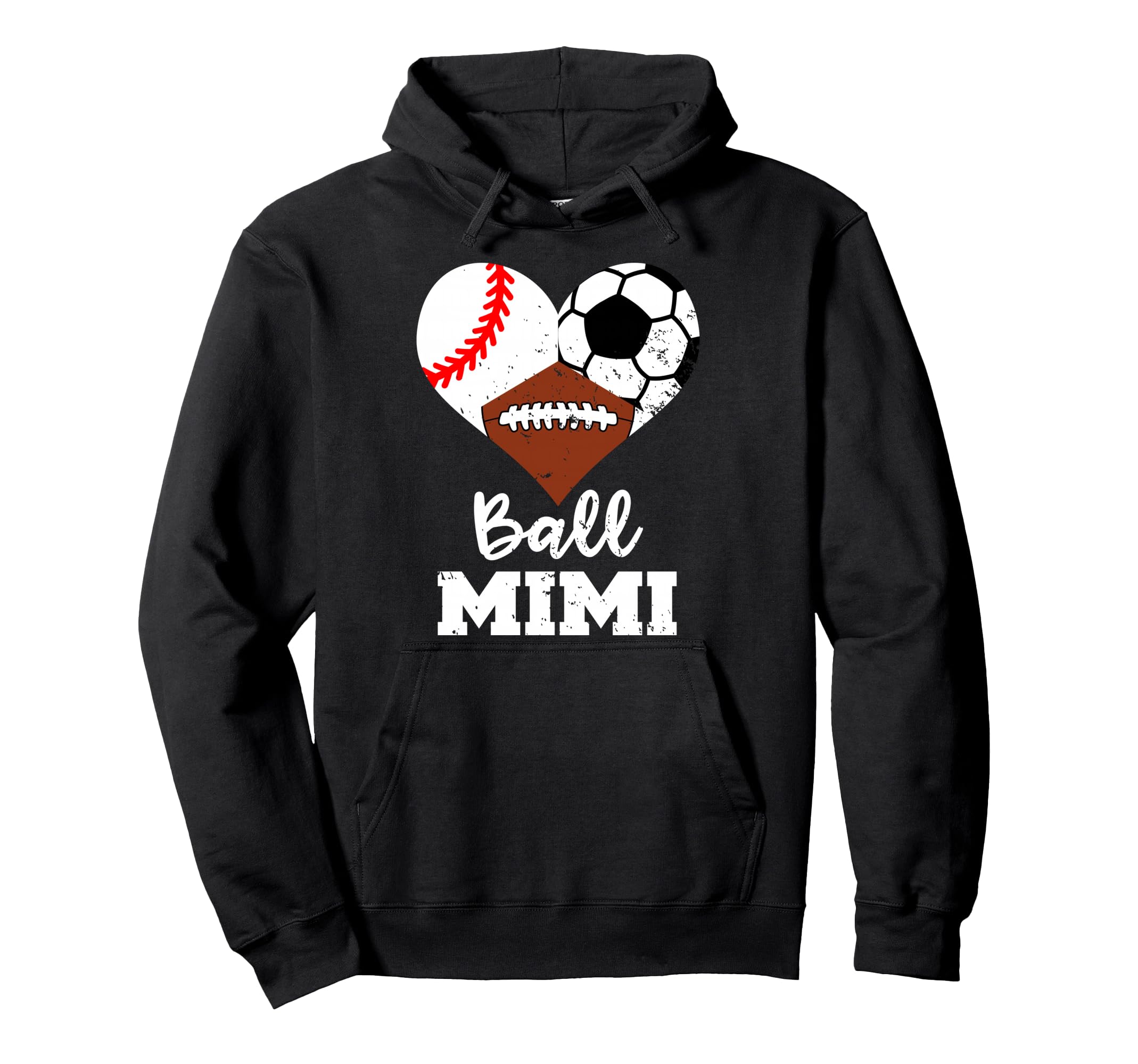 Ball Mimi Heart Funny Baseball Hoodie - Casual Everyday Wear Men Women