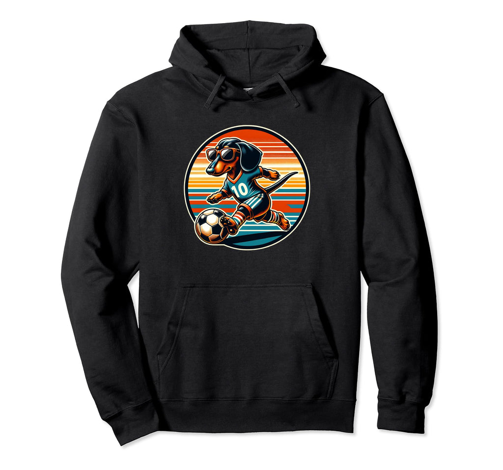 Dachshund Soccer Player Wiener Dog Fan Hoodie - Graphic Print Unisex