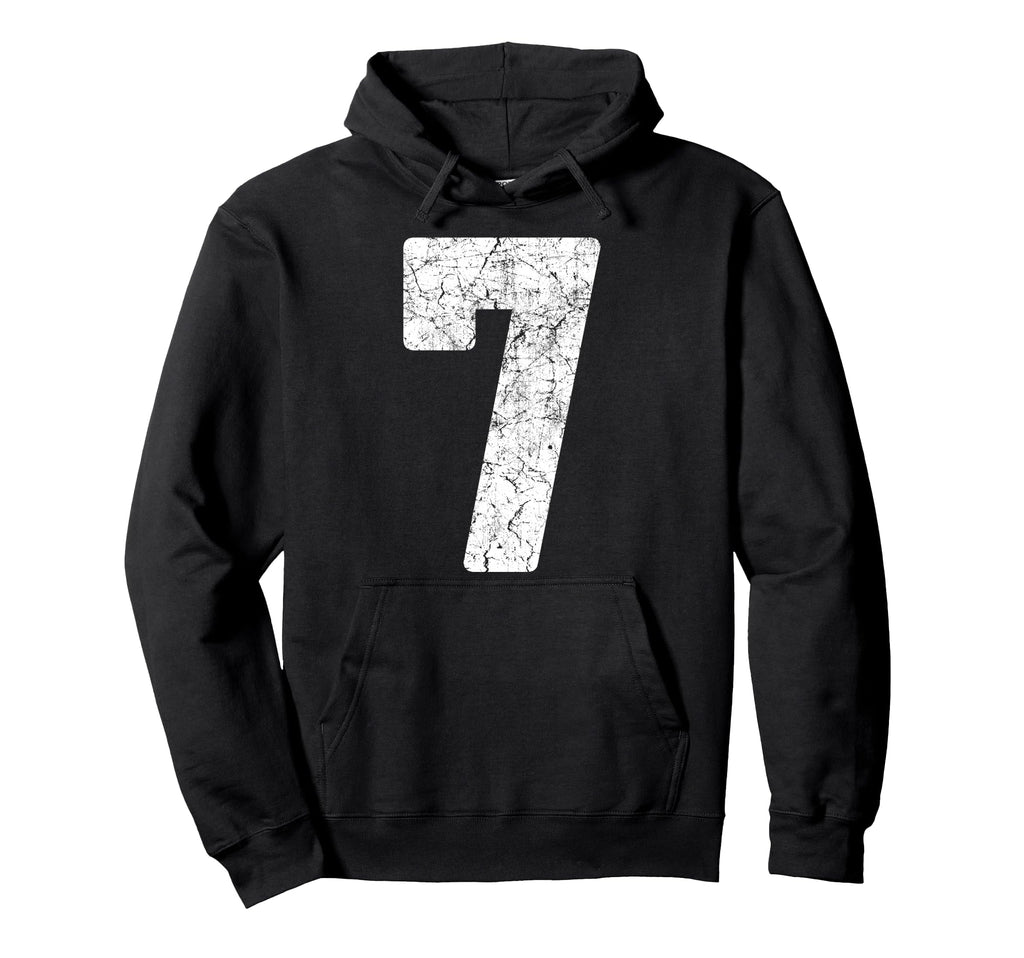 Distressed White Number 7 Jersey Player Hoodie - Custom Art Print Unisex