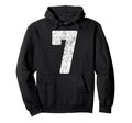 Distressed White Number 7 Jersey Player Hoodie - Custom Art Print Unisex
