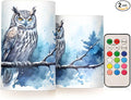 Flickering Flameless Candles, Owl on Tree LED Candles with Remote Timer, Set of 2 Battery Operated Candle for Valentine Wedding Birthday