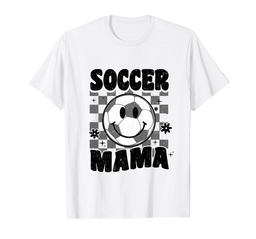 Soccer Mama Checkered Groovy Soccer T-Shirt - Fun Novelty Design Unisex