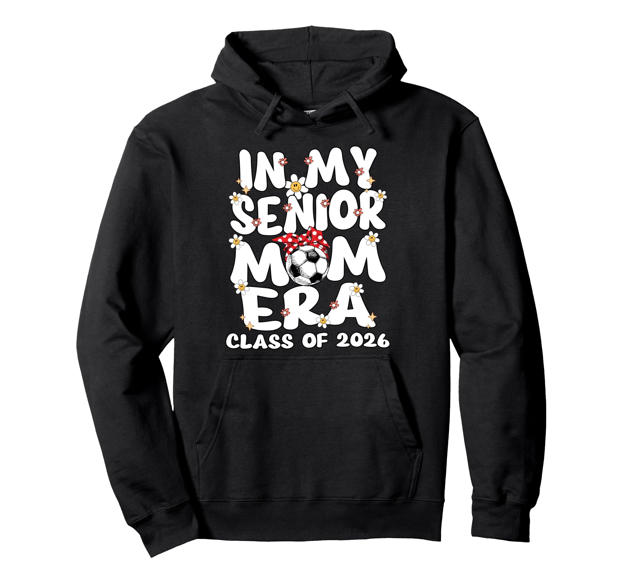 My Senior Mom Era Groovy Soccer Hoodie - Aesthetic Graphic for Adults