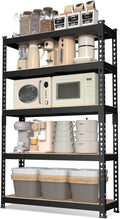 WORKPRO 5-Tier Steel Shelving Unit-Black, 27-2/5”W x 11-7/10”D x 60”H, Adjustable Storage Rack, Heavy Duty Shelf with MDF Board, 1650 lbs Load Capacity (Total) for Garage, Basement, Kitchen