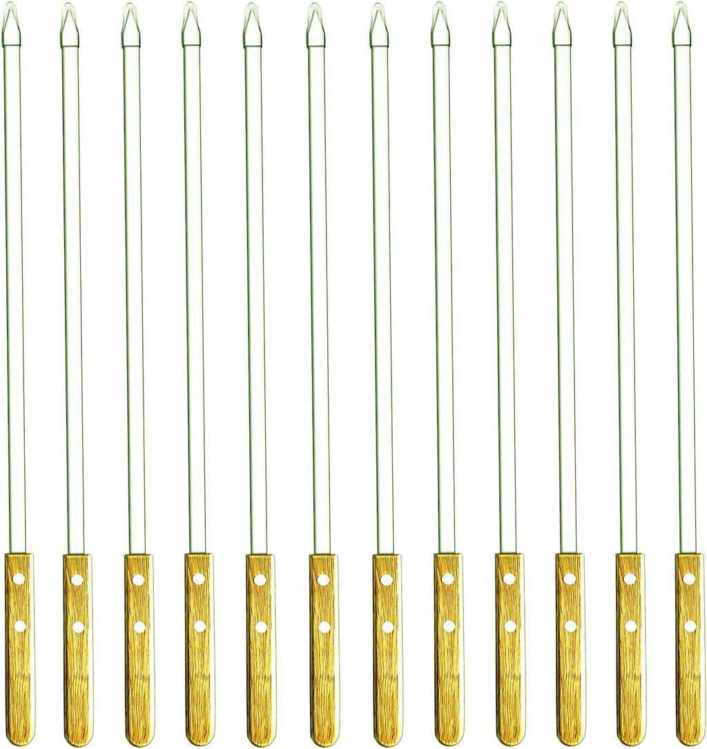 23.5 Inch Extra Long Large Kabob Skewers,12pcs Flat Wide Stainless Steel BBQ Skewer,Reusable Barbecue Stick for Grilling,Metal Heavy Duty Thick Kebab with Wooden Handle with Bag.