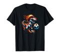 Funny T Rex Dinosaur Soccer Player T-Shirt - Custom Art Print for Adults
