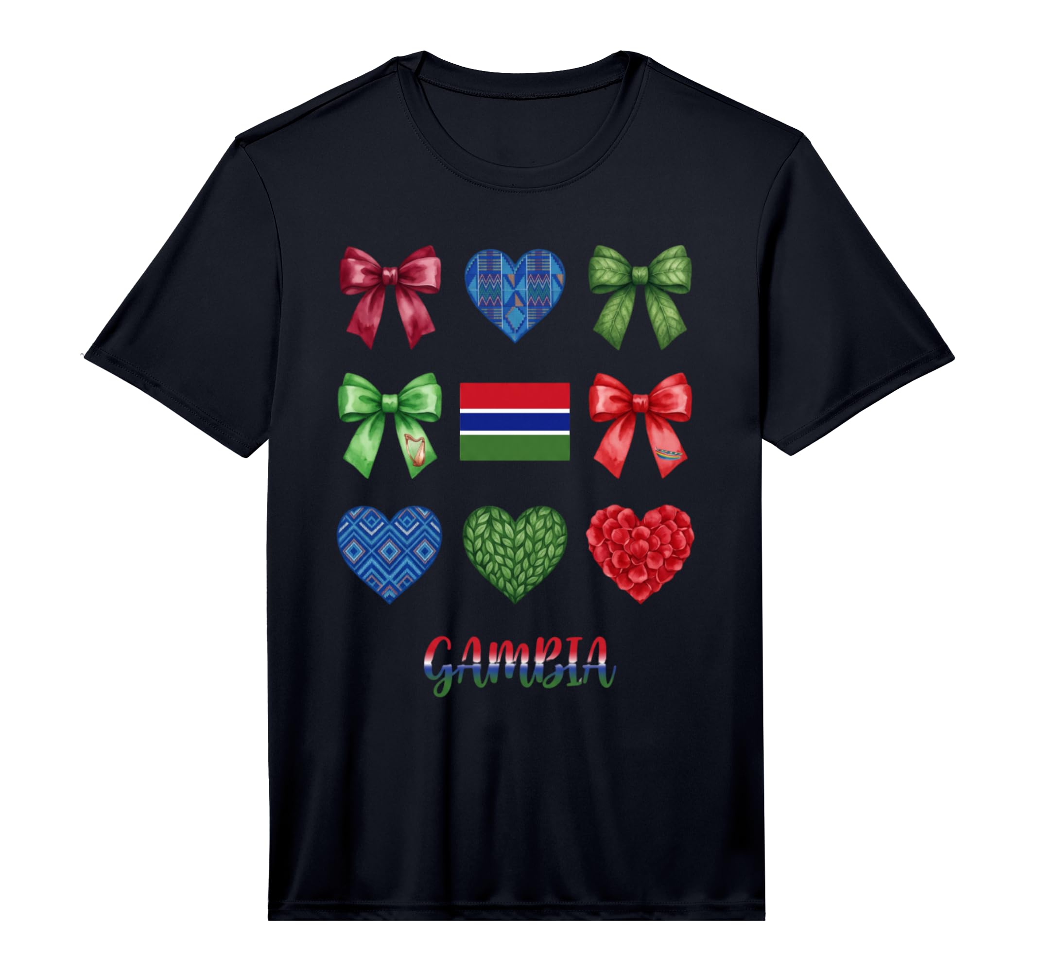 Gambia Flag Soccer Lovers Coquette T-Shirt - Custom Art Print for Adults
